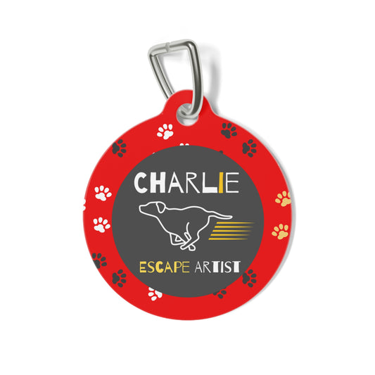 Pet Tag - Escape Artist in Red