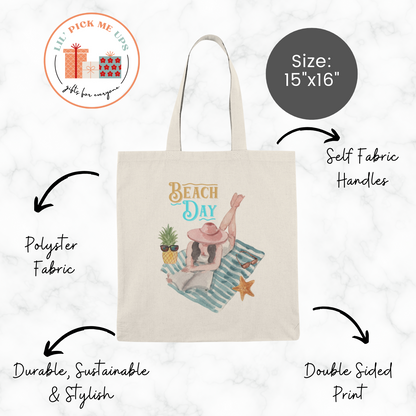 Beach Day Cotton Canva Tote Bag