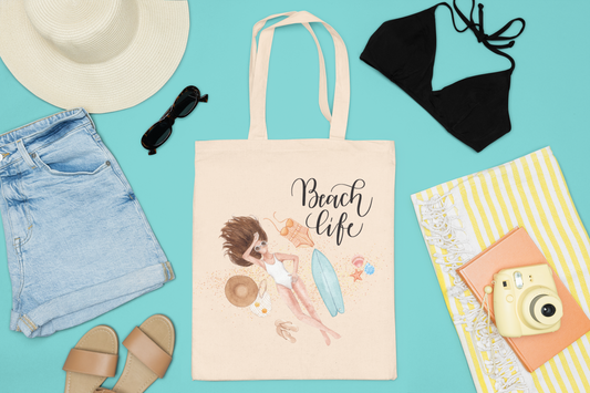 Beach Life Cotton Canva Tote Bag