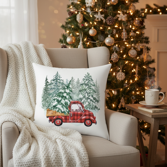 Christmas Truck Decorative Pillow