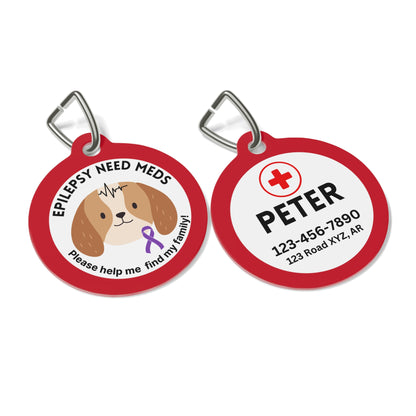 Personalized Epilepsy Dog Medical ID Tag | Custom Seizure Alert Pet Tag