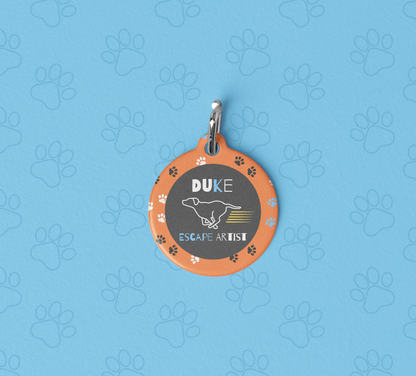 Pet Tag - Escape Artist in Orange