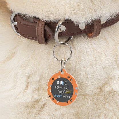 Pet Tag - Escape Artist in Orange