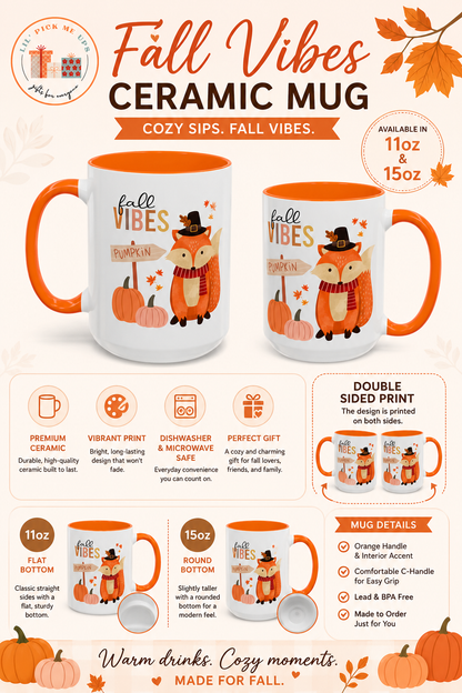 Fall Vibes Fox Mug – Cute Autumn Coffee Mug