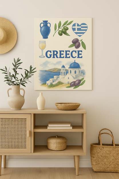 Greek Inspired Canvas Wall Art, Mediterranean Home Decor
