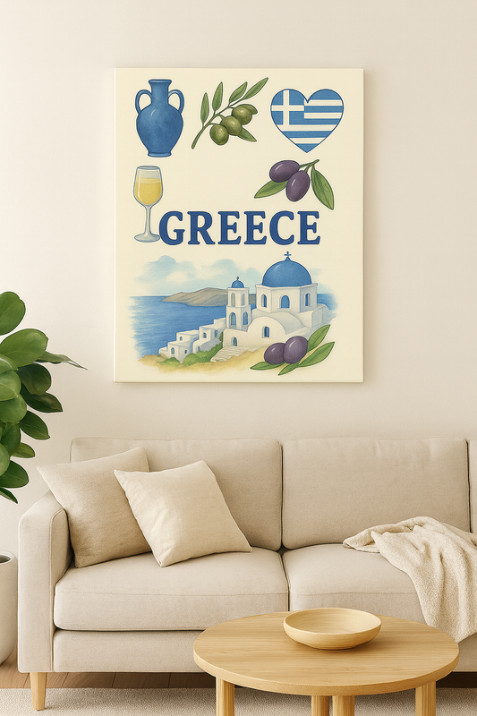Greek Inspired Canvas Wall Art, Mediterranean Home Decor