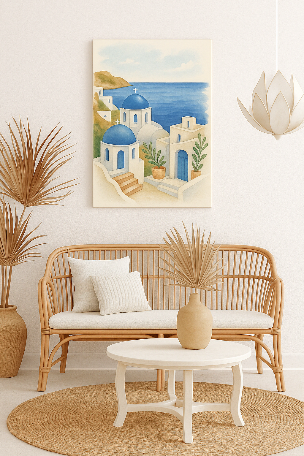 Greek Island Canvas Wall Art, Mediterranean Home Decor