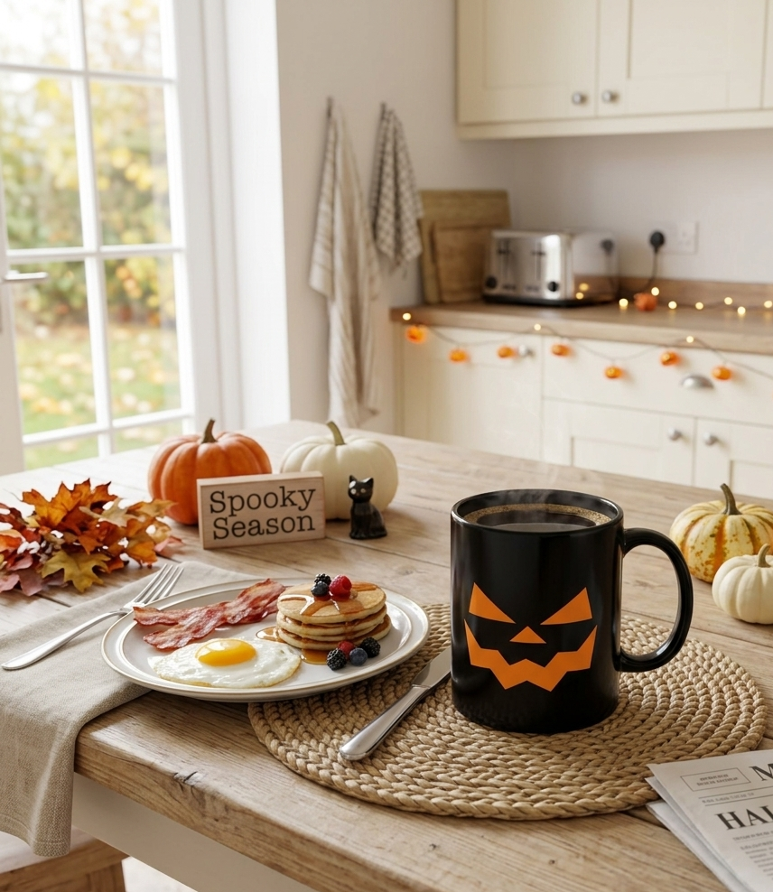 Halloween Pumpkin Face Black Coffee Mug – Spooky Jack-O'-Lantern 11oz & 15oz