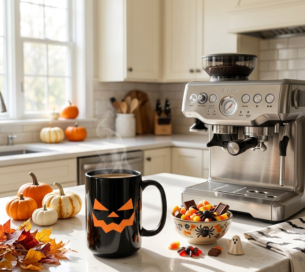 Halloween Pumpkin Face Black Coffee Mug – Spooky Jack-O'-Lantern 11oz & 15oz