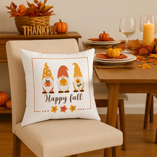 Happy Fall Gnomes Decorative Throw Pillow