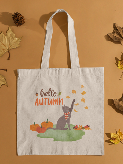 Hello Autumn Cat Tote Bag
