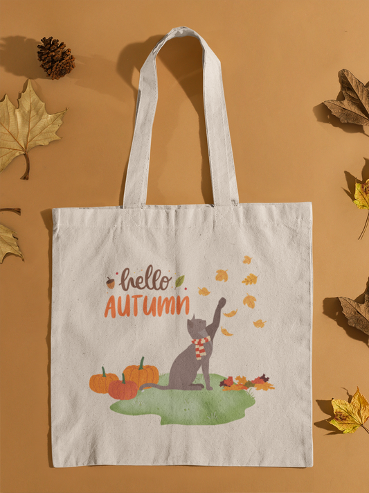 Hello Autumn Cat Tote Bag
