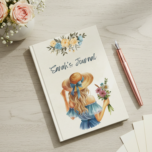 Personalized Woman Floral Hardcover Journal