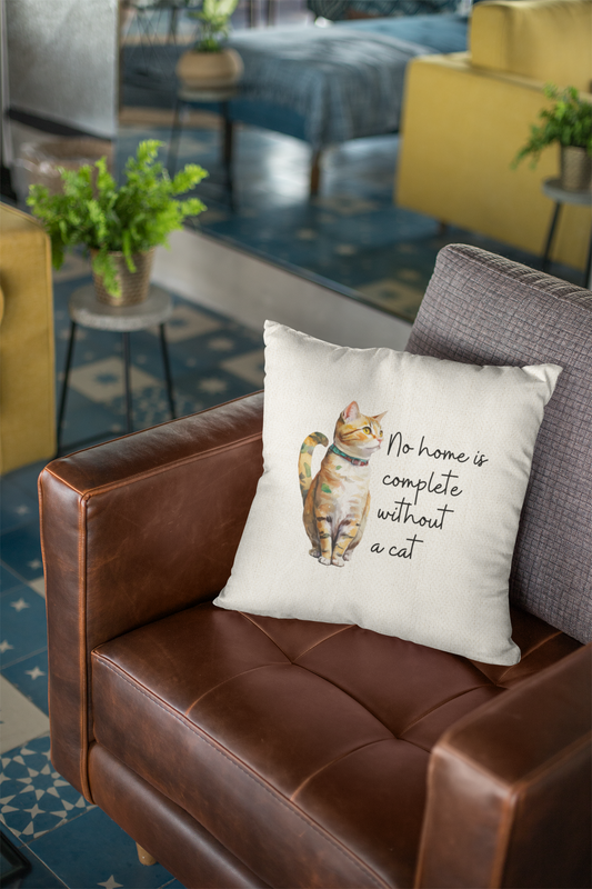 Cat Square Pillow - No Home is Complete Without a Cat