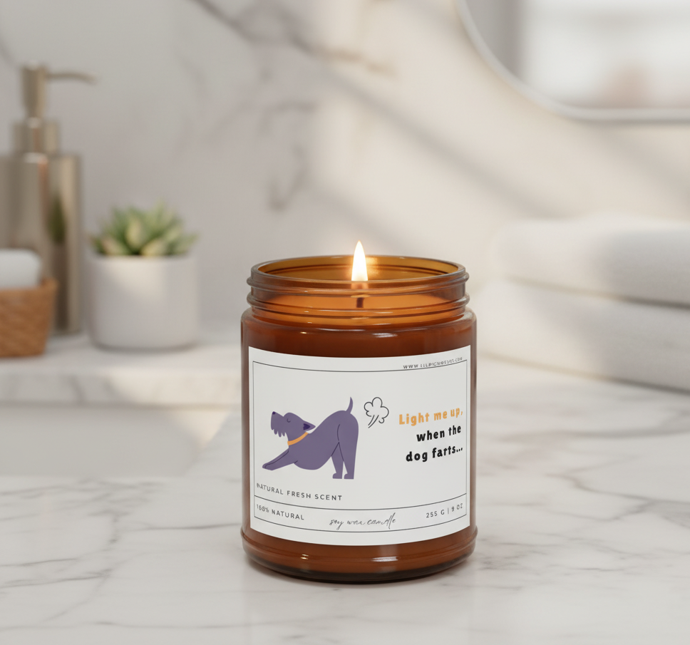 Funny Scented Candle Light Me Up When the Dog Farts (9oz)