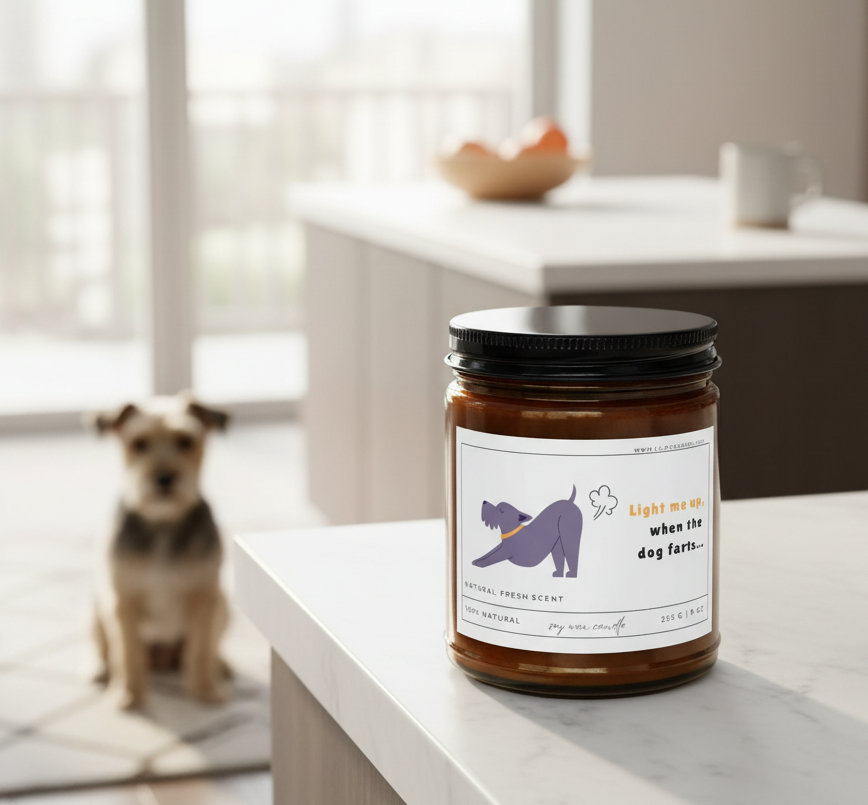Funny Scented Candle Light Me Up When the Dog Farts (9oz)