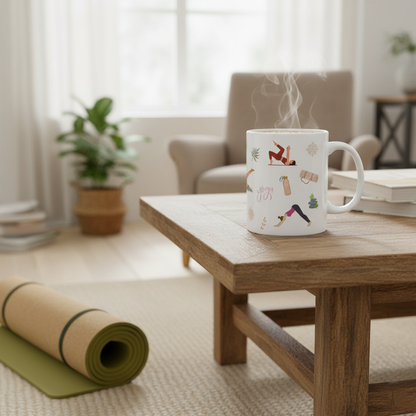 Yoga Poses Ceramic Mug – Mindful Morning Coffee Cup (11oz & 15oz)