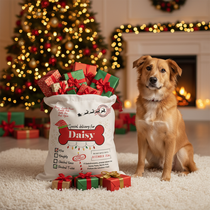 Personalized Dog Bone Christmas Sack