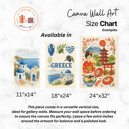 Greek Inspired Canvas Wall Art, Mediterranean Home Decor