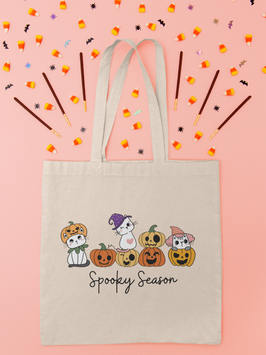 Spooky Season Halloween with Cats Tote Bag