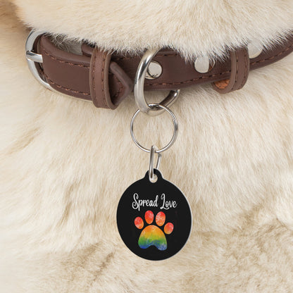Pet Tag - Rainbow Paw Print Spread Love