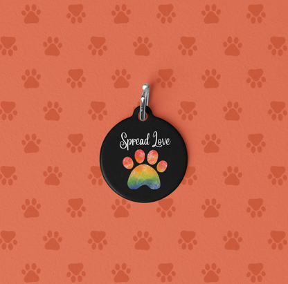 Pet Tag - Rainbow Paw Print Spread Love