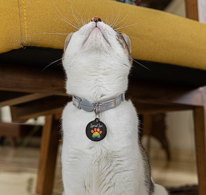 Pet Tag - Rainbow Paw Print Spread Love