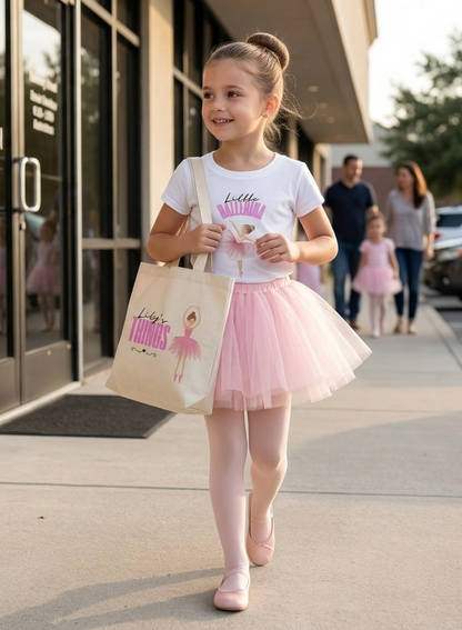 Personalized Ballerina Tote Bag for Girls – Custom Dance Class Canvas Bag for Kids