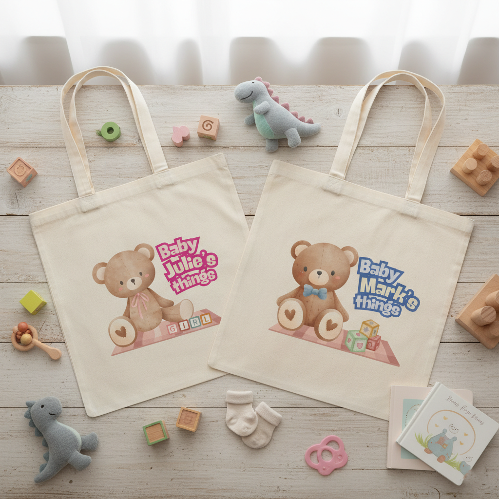 Personalized Teddy Bear Tote Bags for girls and boys