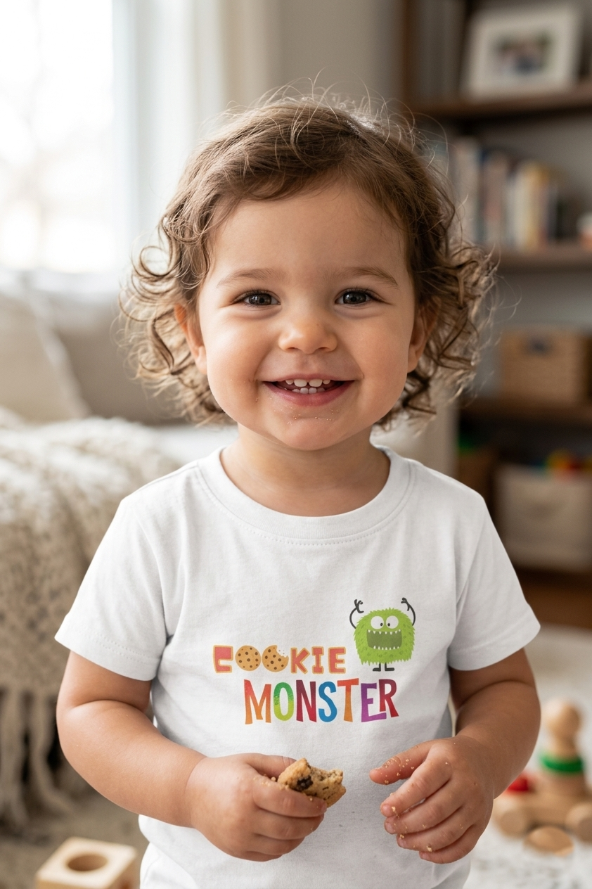 Colorful toddler shirt with playful cookie design