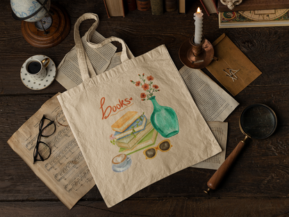 Books Natural Tote Bag