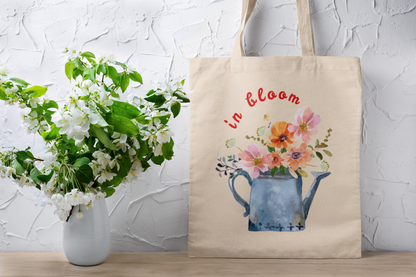 In bloom Natural Cotton Canva Floral Tote Bag