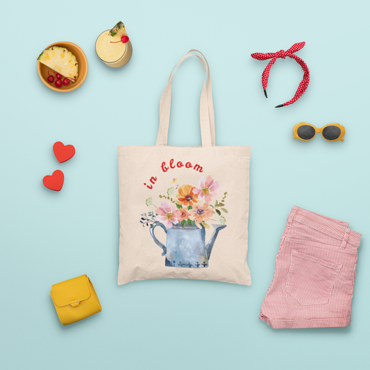 In bloom Natural Cotton Canva Floral Tote Bag